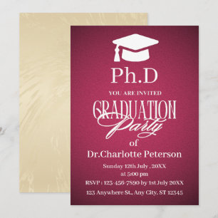 Luxury Gradient PhD Graduation Party Invitation