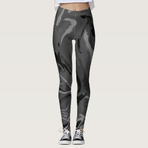 Luxury Gray Black Watercolor Abstract Magic Leggings