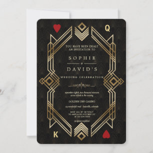 Luxury Great Gatsby Casino Las Vegas Poker Wedding Invitation