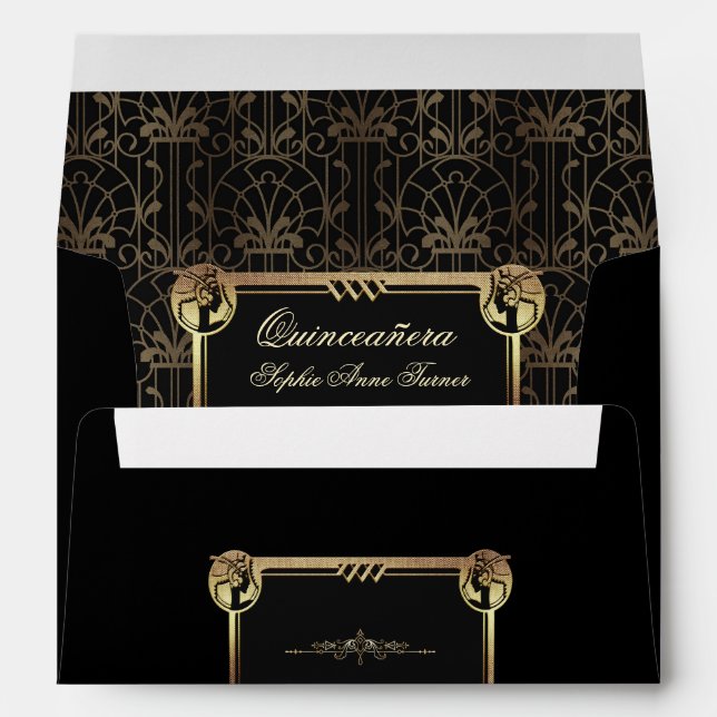 Luxury Great Gatsby Quinceañera Return Address Envelope (Back (Bottom))