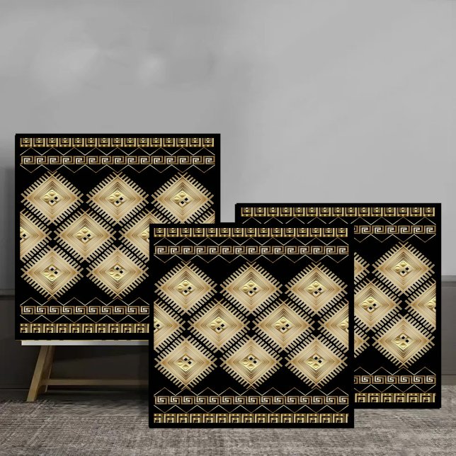 Luxury Greek Geometric Gold Pattern Ceramic Tile (Creator Uploaded)