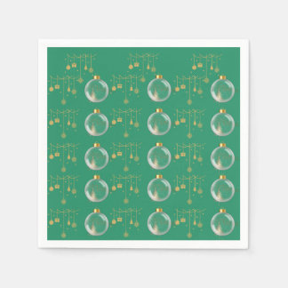 Luxury Green and Gold Bauble Christmas Napkins