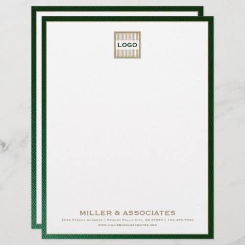 Luxury Green and Gold Letterhead with Custom Logo