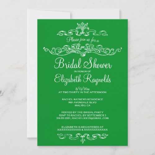 Luxury Green Bridal Shower Invitations