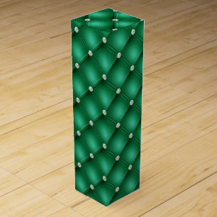 Luxury Green Diamond Tufted Pattern Wine Box
