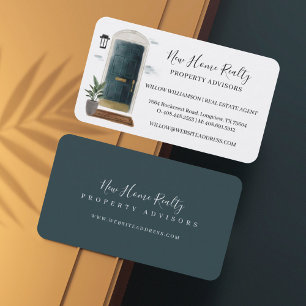 Luxury Green Door Professional Real Estate Agent Business Card