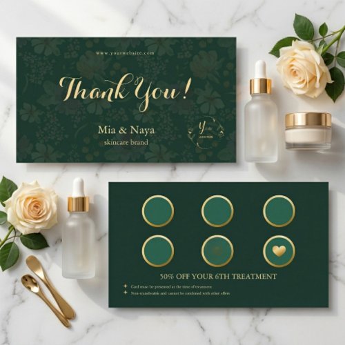Luxury Green Floral Beauty Salon Card for Skincare