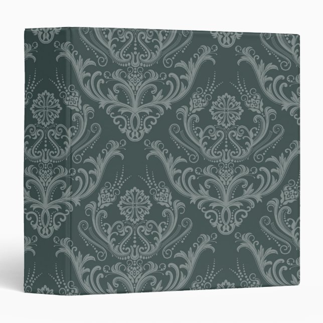 Luxury green floral damask wallpaper 3 ring binder (Front/Spine)