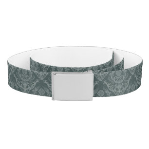 Luxury green floral damask wallpaper belt