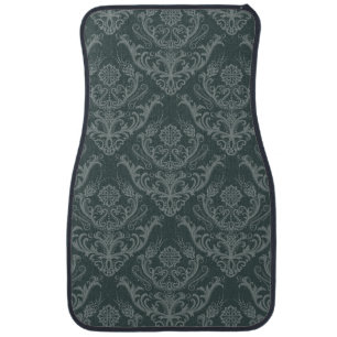 Luxury green floral damask wallpaper car floor mat