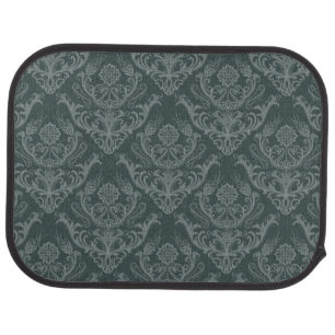 Luxury green floral damask wallpaper car mat
