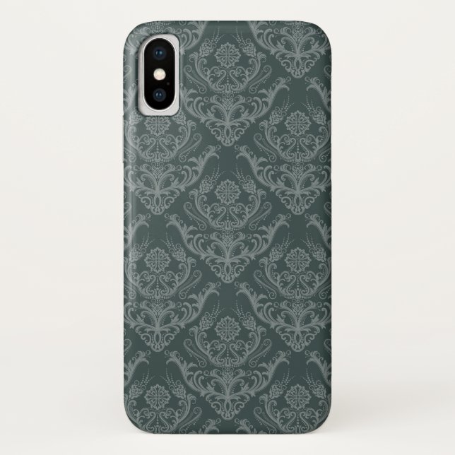 Luxury green floral damask wallpaper Case-Mate iPhone case (Back)