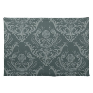Luxury green floral damask wallpaper cloth placemat