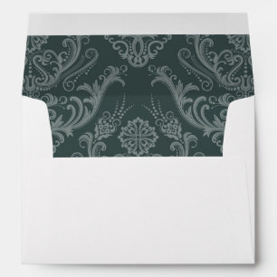 Luxury green floral damask wallpaper envelope