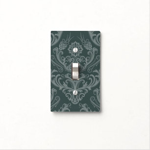 Luxury green floral damask wallpaper light switch cover