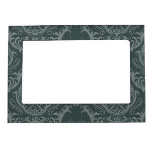 Luxury green floral damask wallpaper magnetic photo frame