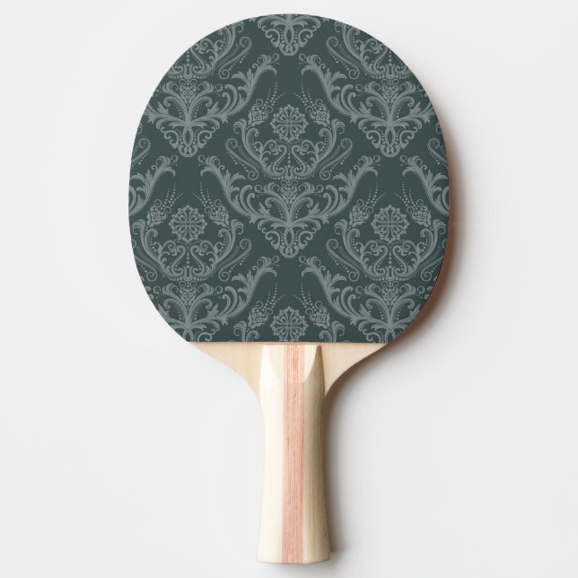 Luxury green floral damask wallpaper Ping-Pong paddle (Front)