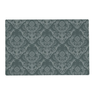 Luxury green floral damask wallpaper placemat