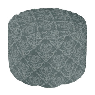 Luxury green floral damask wallpaper pouf