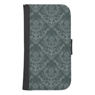 Luxury green floral damask wallpaper samsung s4 wallet case