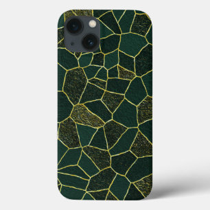 Luxury Green Gold Abstract Chic Textured Pattern iPhone 13 Case
