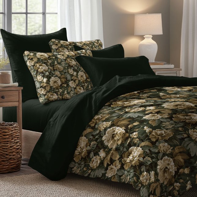 Luxury Green Gold Bedding Chic Pastel Foliage Art Duvet Cover (Luxury Green Gold Bedding Chic Pastel Foliage Art)