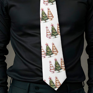 Luxury green gold Christmas trees minimalist tie