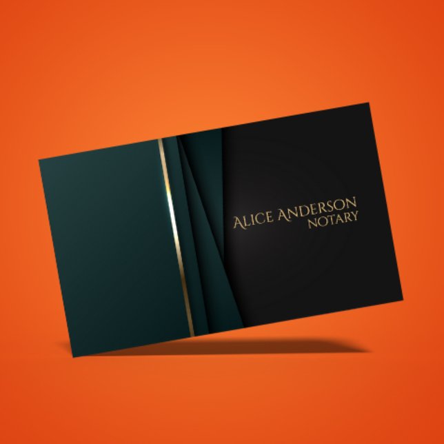 Luxury green gold elegant notary  Business Card (Creator Uploaded)