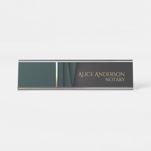 Luxury green gold elegant notary office  desk name plate