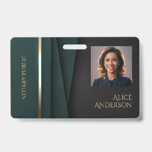Luxury green gold elegant notary public badge