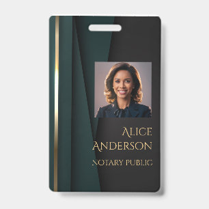 Luxury green gold elegant notary public badge