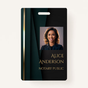 Luxury green gold elegant notary public badge