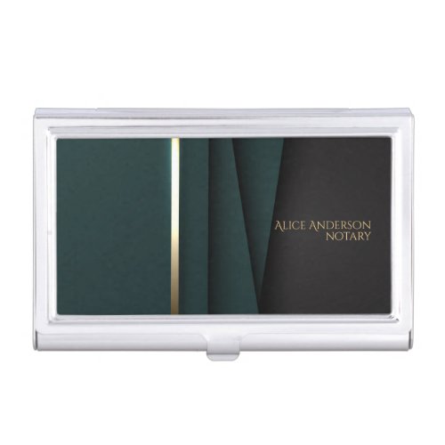 Luxury green gold elegant notary simple glam business card case