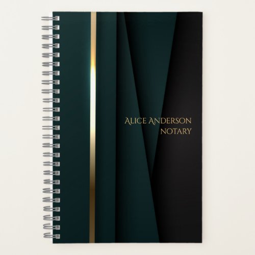 Luxury green gold elegant notary simple glam  notebook