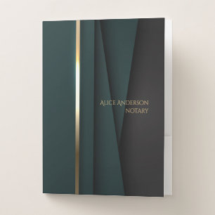 Luxury green gold elegant notary simple glam pocket folder