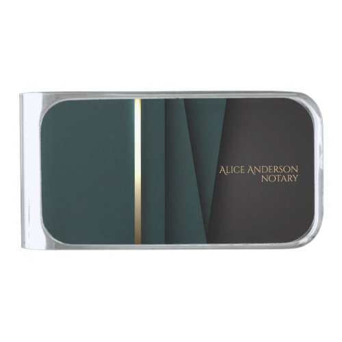 Luxury green gold elegant notary simple glam silver finish money clip