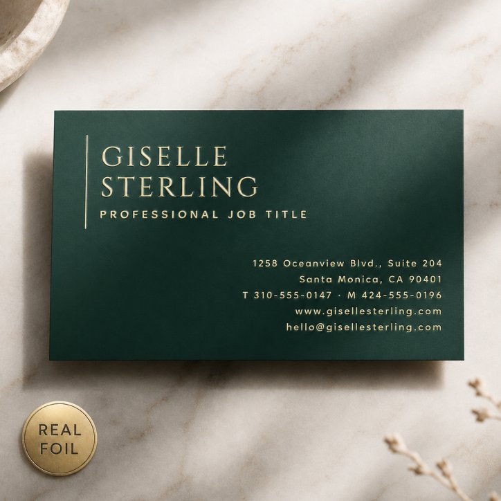 Luxury Green Gold Foil Business Card