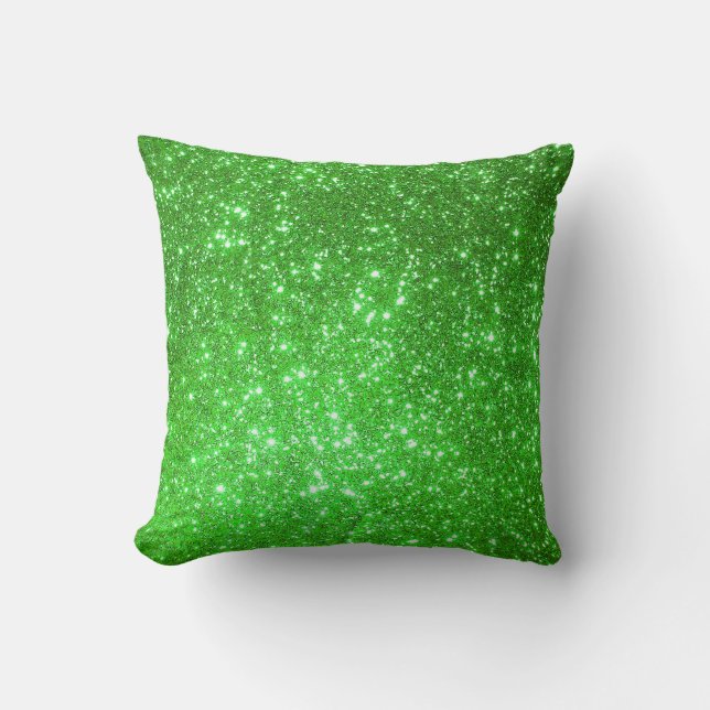 Luxury Green Gold Glitter Throw Pillow (Front)