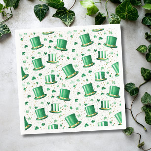 Luxury Green Gold Hats and Shamrocks White Napkins