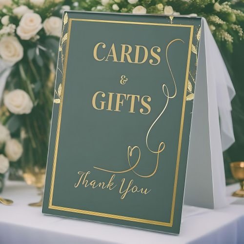 Luxury green gold Table Tent Sign
