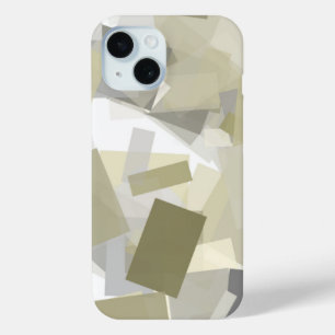 Luxury Green Gray White Watercolor Abstract Art iPhone 15 Case