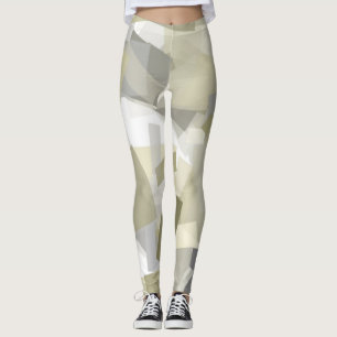 Luxury Green Gray White Watercolor Abstract Art  Leggings