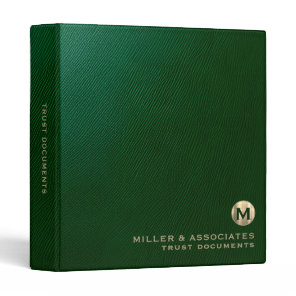 Luxury Green Leather Trust Documents Binder