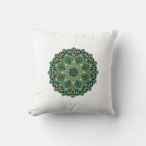 Luxury Green Mandala  Throw Pillow