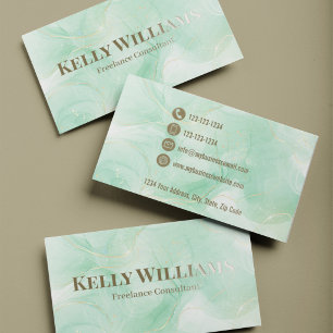 Luxury Green Marble Raised Gloss Typography Spot UV Business Card