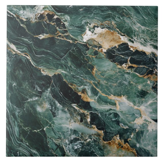 Luxury Green Marble Texture Ceramic Tile (Front)