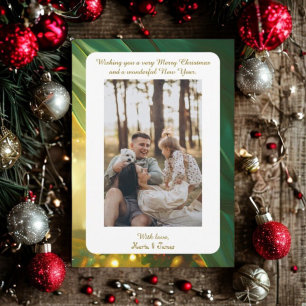 Luxury Green Plaid Portrait Photo Christmas Card