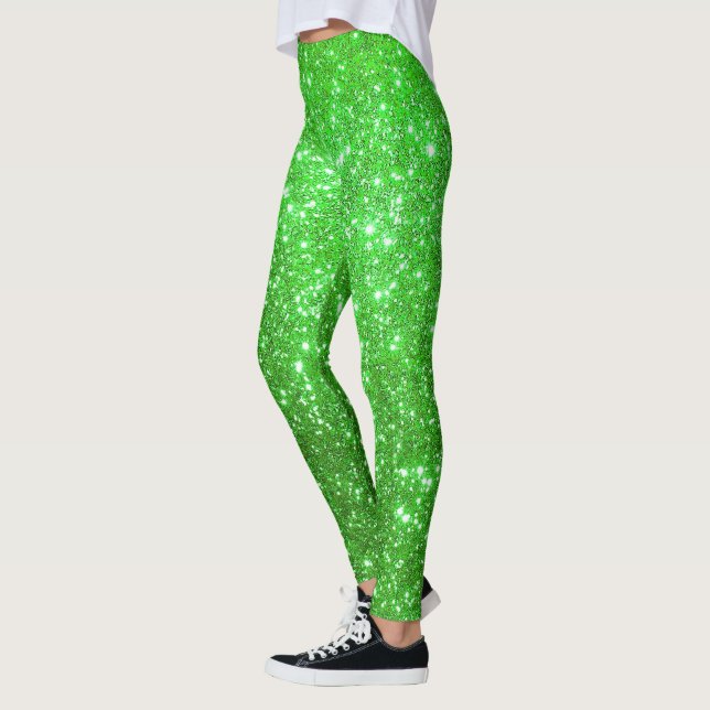 Luxury Green Popular Gift Gold Glitter Leggings (Left)