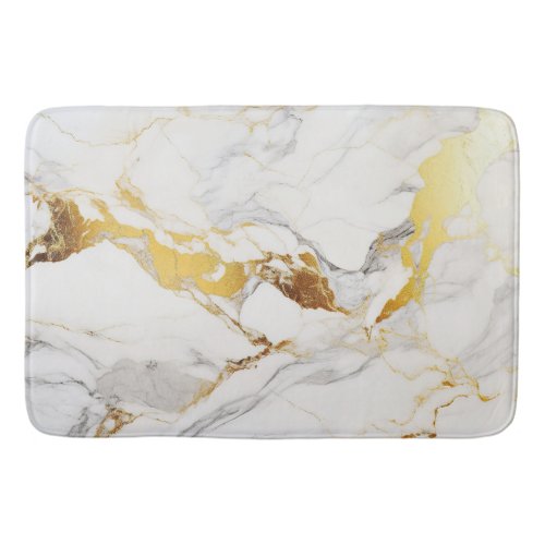 Luxury Grey and Gold Texture White Marble Bath Mat