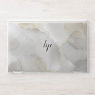 Luxury Grey Beige Marble Gold Foil Vein HP Laptop Skin